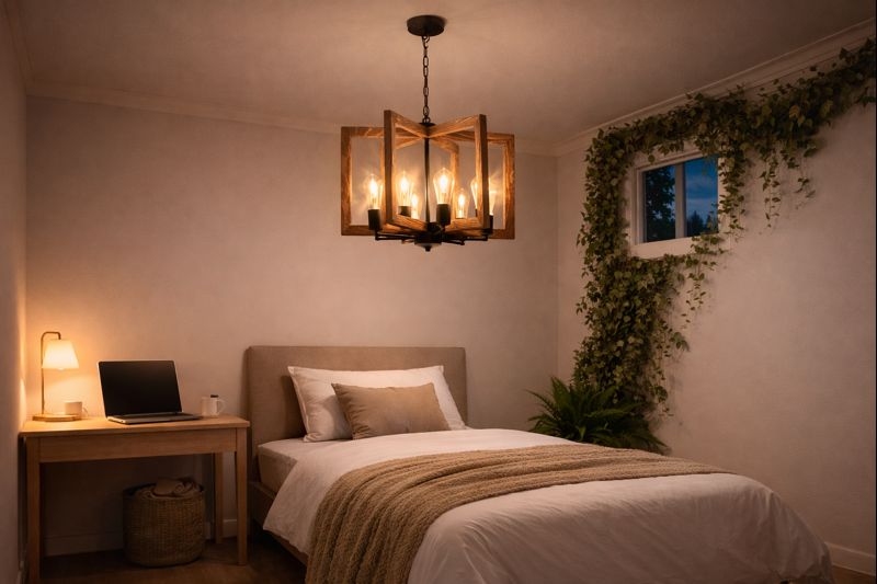 لوستر چوبی اتاق خواب