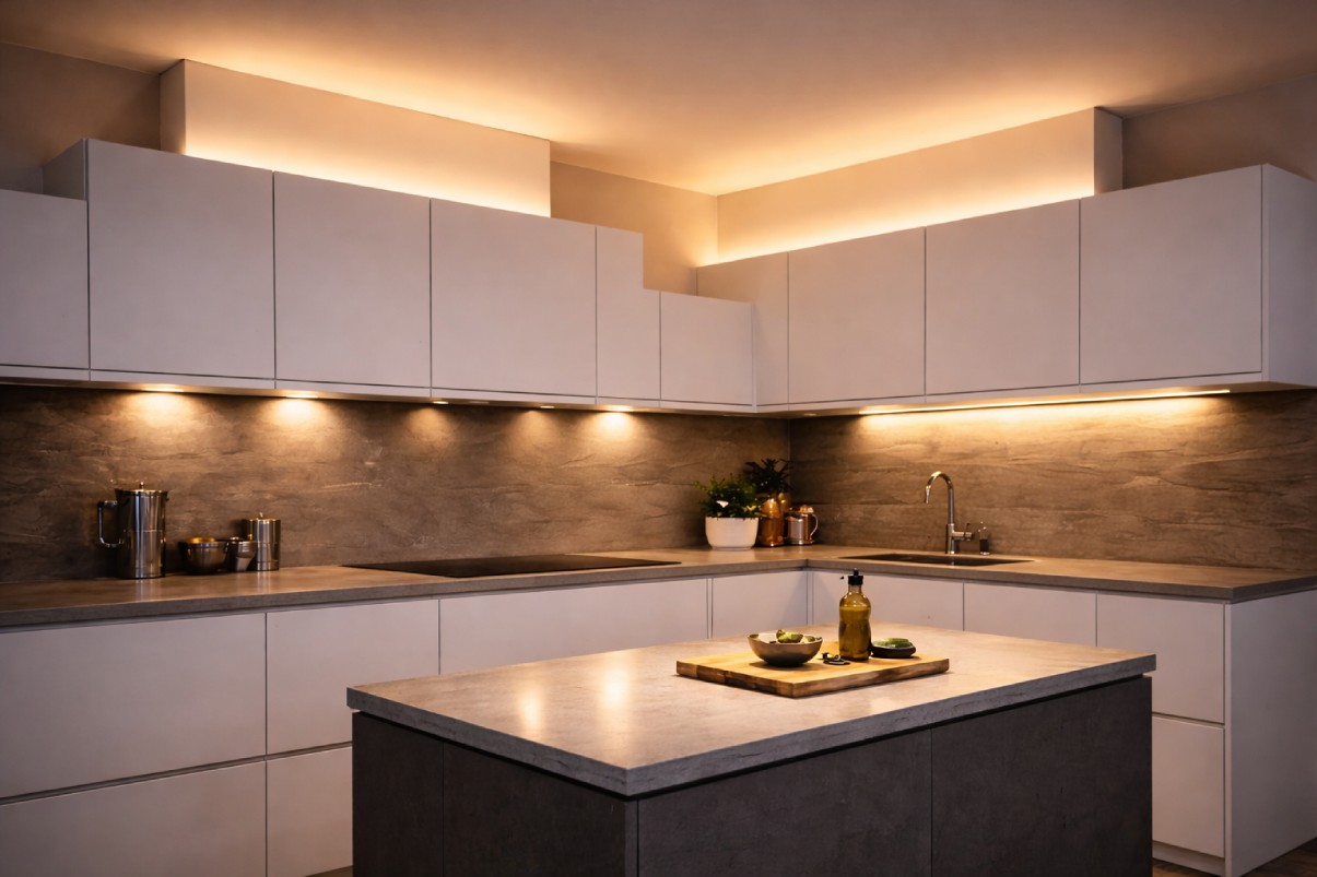 نورپردازی کابینت پله ای