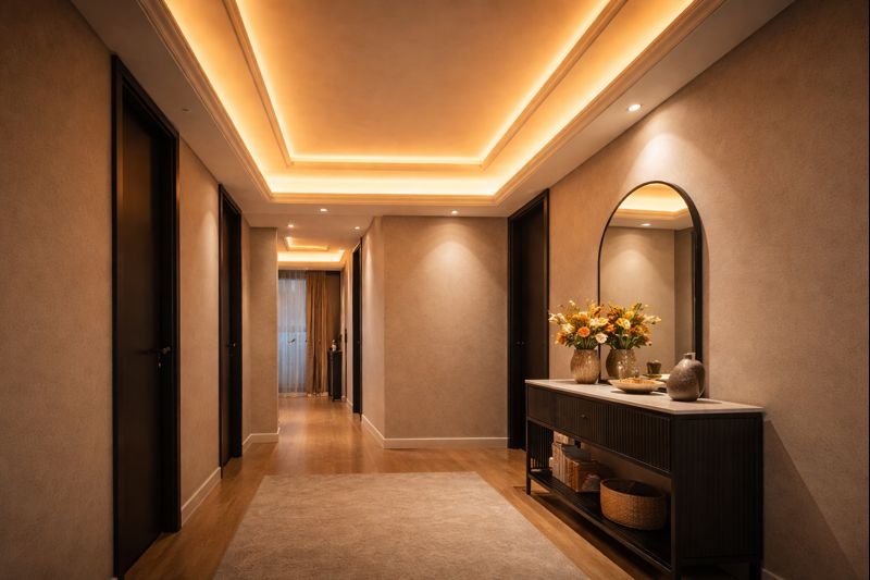 نور مخفی سقف رنگ انبه ای