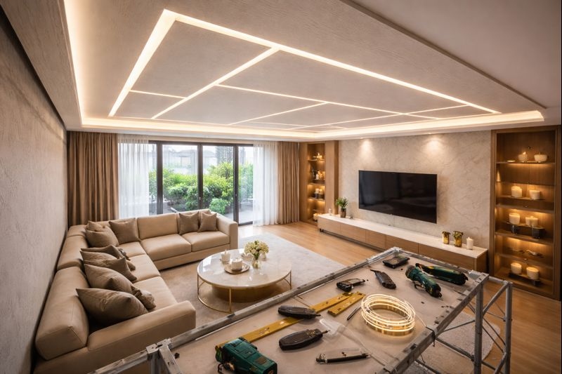 نور مخفی سقف با فیبر