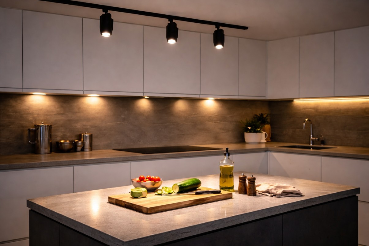 نورپردازی کابینت جزیره آشپزخانه