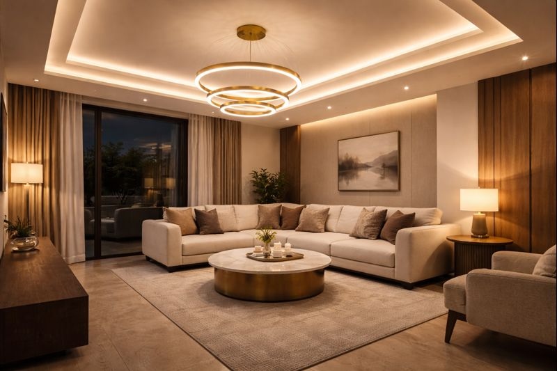 ترکیب نور مخفی و منبع مرکزی برای حس لوکس و گرم