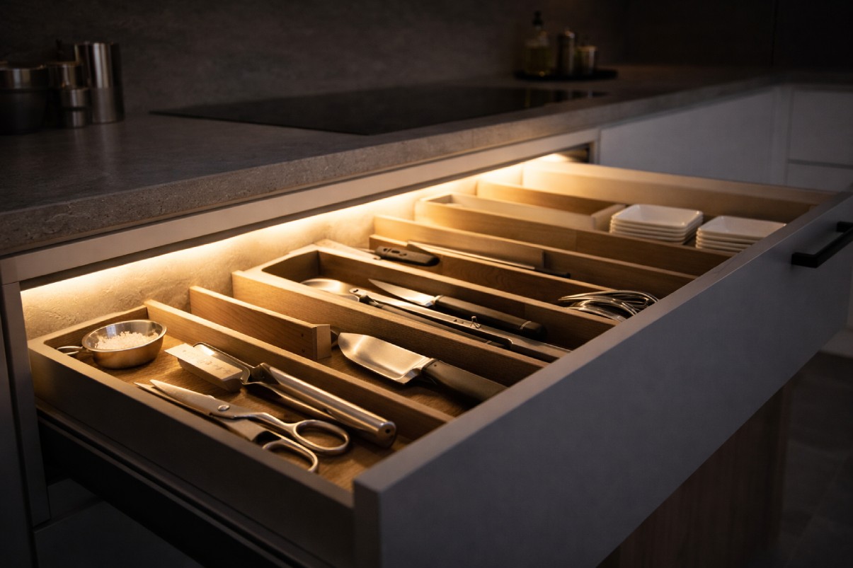 نورپردازی درون کشوهای کابینت